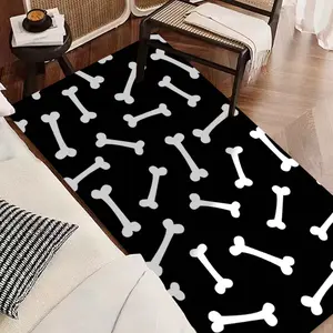 1pc Black White Dog Bone Floor Mat, Rug, Fluffy Rug Rugs for Bedroom Men Girls Bedroom Living Room Extra Large Carpets Rugs Clearance Cute Rug Bathroom and Kitchens. Bohemian Rug Classroom Rug Gaming Rug Holiday Gift for Family, Pet Lovers Home Decor
