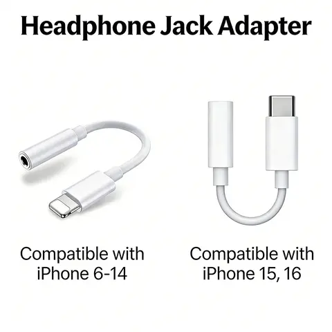 Lightning to 3.5mm Headphone Adapter, Type-C to 3.5mm Aux Audio Cable Connection, Type C Aux Cord, Compatible with iPhone 16-7, iPad, Ipod, Earphone Converter