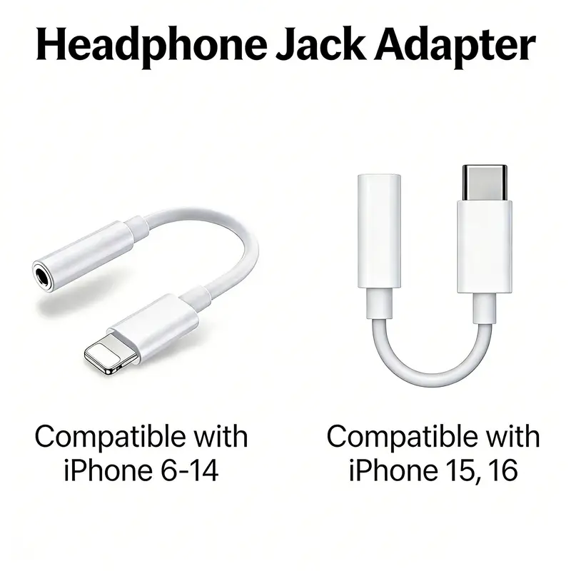 Lightning to 3.5mm Headphone Adapter, Type-C to 3.5mm Aux Audio Cable Connection, Type C Aux Cord, Compatible with iPhone 16-7, iPad, Ipod, Earphone Converter