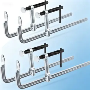 Welding Bar Clamps 4 Pack 12 Inch, Drop Forged Steel Bar Clamps 3 in Throat Depth 450 Lbs Load Force, Heavy Duty Clamps for Woodworking Welding Metal Working