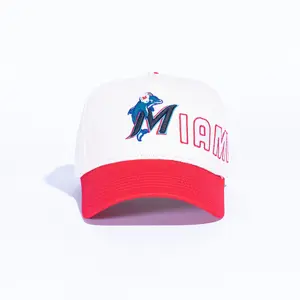 REMASTERED MIAMI SCRIPT HAT CREAM/RED CUSTOM SNAPBACK HAT