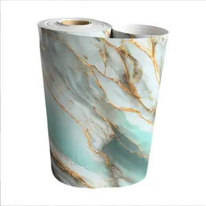 Self-adhesive marble look wall sticker shows realistic texture for kitchens, bathrooms and rental spaces.