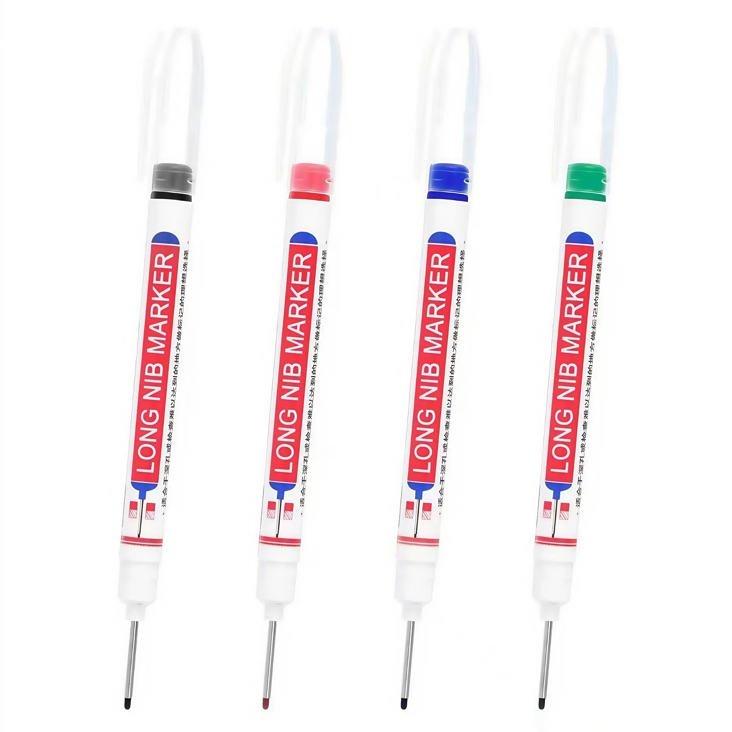 Long Nose Marker Scriber Pen, 4 Counts Ink Waterproof Deep Reach Markers, Long Nose Marker Scriber Pen for Woodworking Builders