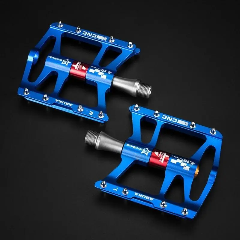 ROCKBROS Mountain Bike Pedals, Ultralight 185g Aluminum Alloy Platform with Anti-Slip Grip, 4 Bearings and 9/16" Spindle for MTB