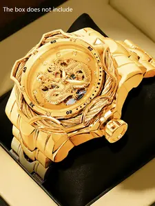 A men's personalized hollow out fashionable waterproof trend relief gold dragon design high-end fully automatic mechanical watch Mechanical style watches