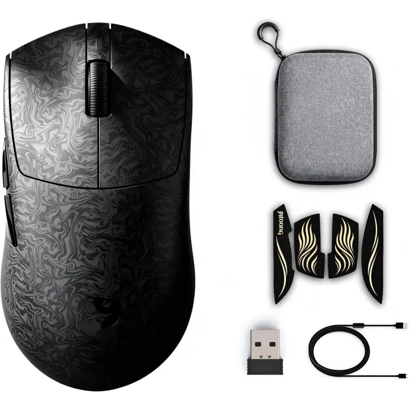 MX301PRO Carbon Fiber Gaming Mouse, 60G Ultra Lightweight Wireless Mouse, Tri-Mode Bluetooth/2.4G/Wired, Ergonomic FPS Mouse with Anti-Slip Grip for PC & Laptop