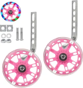 Bicycle Training Wheels - Adjustable Stabiliser Support Wheels for Kids Bikes of 12 14 16 18 20 Inch (Pink)