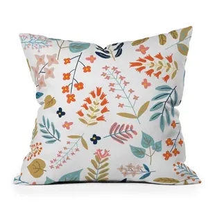18"x18" 83 Oranges Botanical Harmony Square Throw Pillow Orange - Deny Designs: Indoor Polyester Decorative Cushion, Zippered