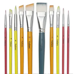 10PCS Face Paint Brush Set Professional Quality Angle Paint Brush For Face Painting Watercolor Acrylic Oil Painting Nail Art Watercolor Paint Brushes