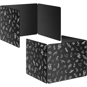 2-Pack Black Waterproof Plastic Durable Desk Dividers for Students, Easy to Clean Privacy Shield Folder Boards for Classroom Teacher Testing Supplies
