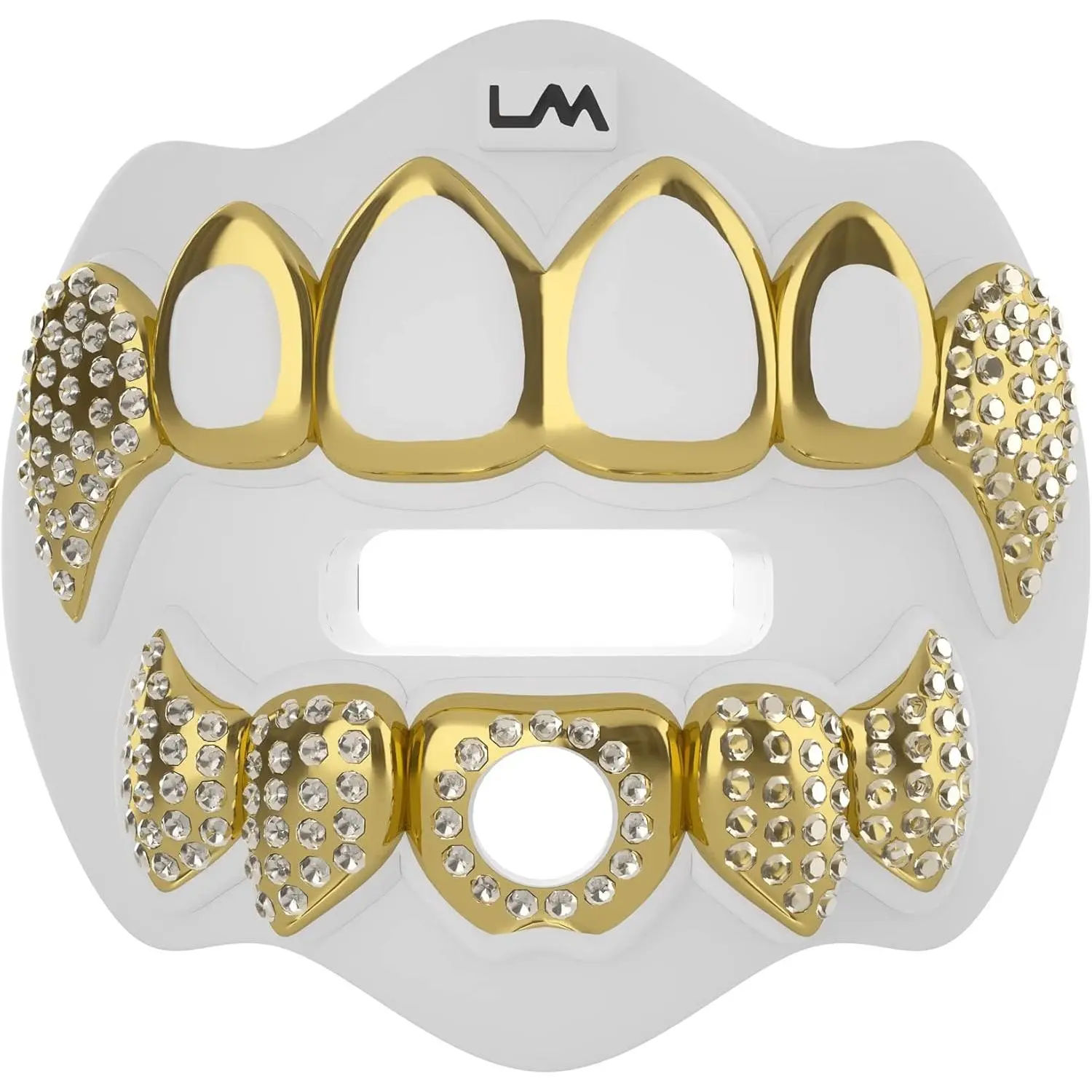3D Grillz Football Piece Festive Party Accessory - Sports Gear, Fits Adults & Youth, White/Gold Color, Express Yourself, No Self-Protection Function, Accessories