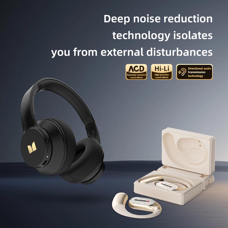 Monster Bluetooth Headphones Combo Set – Mission 100 Over-Ear Wireless Headphones with Deep Bass, Clear Sound & Noise Cancelling Mic + Monster Wireless Earbuds 100H Playtime, Bluetooth 6.0, IPX5 Waterproof, Foldable, Ideal for Travel, Work & Sports Monster Bluetooth Headphones Combo Set – Mission 100 Over-Ear Wireless Headphones with Deep Bass, Clear Sound & Noise Cancelling Mic + Monster Wireless Earbuds 100H Playtime, Bluetooth 6.0, IPX5 Waterproof, Foldable, Ideal for Travel, Work & Sports