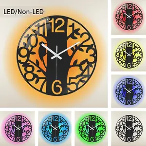 1pc Vinyl Style Wall Clock with Tree and Bird Design, Transparent Glass Art Decor for Home & Office, Stylish Battery Operated Clock, Perfect Gift for Any Occasion