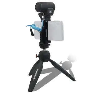 Sennheiser Professional MKE 200 Mobile Kit Directional On-Camera Microphone with Smartphone Clamp & Manfrotto Tabletop Tripod