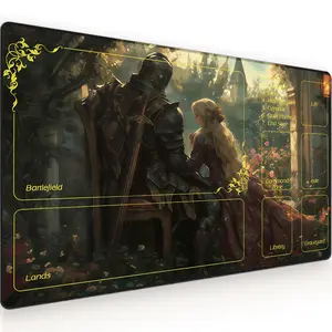 Board Game Card Mat, 3mm Mouse Pad, Princess and Knight Pattern, Magical, Bartlefield, Lands, Magic the Gathering, Collectible Card Game Mat, Non-Slip Base, Gaming Accessories, Card Game Specific