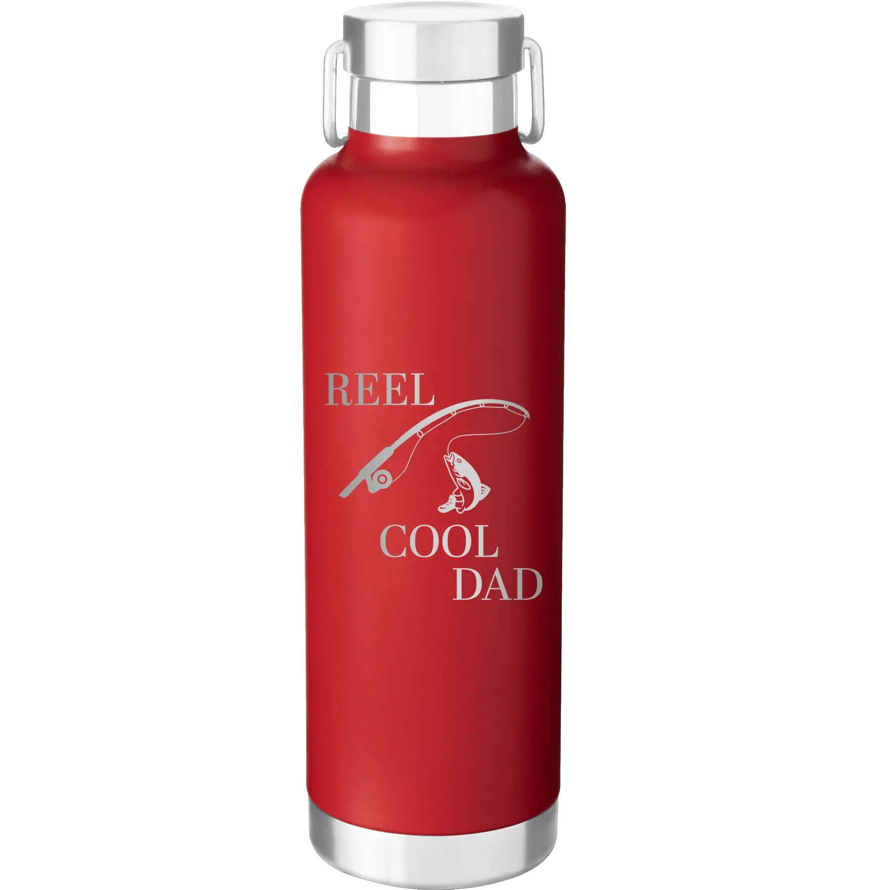 Personalized Reel Cool Dad 24 oz Water Bottle - Red