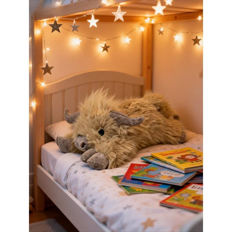 3 sizes of Scottish Highland plush cow toys, cute fluffy cow plush doll pillows, Cute cow design, realistic plush decorations, suitable for adults and children's birthdays and Christmas gifts