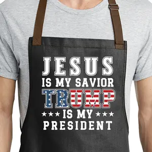 Jesus Is My Savior, Trump Is My President, Man's Chef Apron, Political Gift, Grilling Apron, Workshop Apron, MAGA, Adjustable Strap