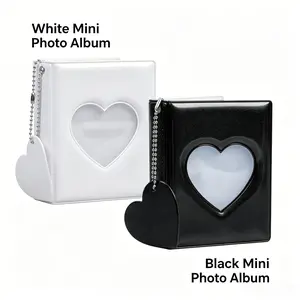 3-Inch Black and White Photocard Binder, 40-Pocket Heart Hollow Photo Album with Mirror Surface, Decor-Friendly Father's Day Gift for Star Photo Collection