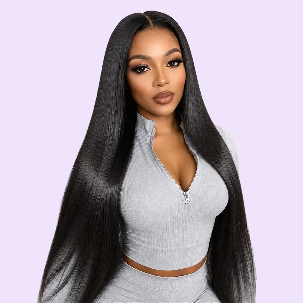 [Free Upgraded] Wear and Go Glueless Wigs Human Hair Pre Plucked Pre Cut 13x6 Lace Front Straight Human Hair Wigs with Drawstring Pre Plucked 180 Density HD Transparent Lace Frontal Wigs for Women Natural Black with Baby Hair Beginner Friendly