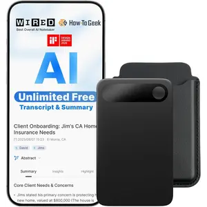 Note Pro AI Voice Recorder, Unlimited Transcribe & Summarize, AI Note Taking Recording Device w/Case, App Control, 113 Languages for Calls, Meetings, Lectures, Interviews, Black