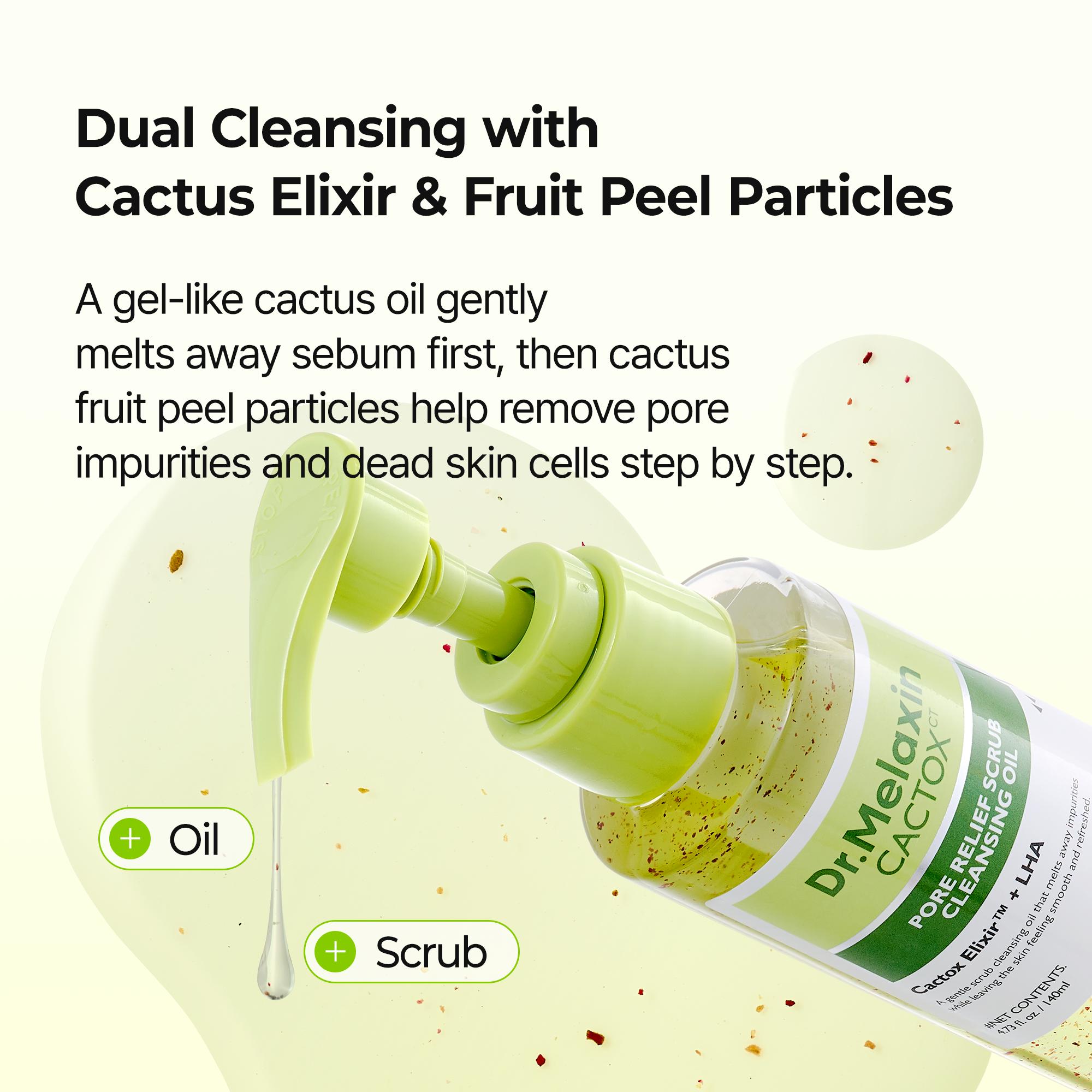 [Dr.Melaxin Official] CACTOX Pore Relief Scrub Cleansing Oil, Blackhead Removal & Deep Pore Cleansing, Non-Stripping Cactus Gel-Oil