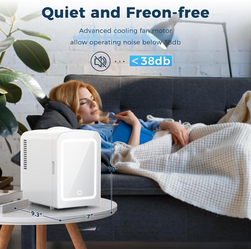【Valentine's Day gifts】Antarctic Star Compact Refrigerator, Skincare Fridge With Dimmable LED Light Mirror,4L 12oz Capacity, Portable Small Refrigerator for Cosmetics, Skin Care and Food , Ideal for Bedroom, Car, Office & Dorm,Freon-Free & Eco Friendly