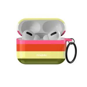 AVOCADO AirPods Case by FRAGOLA | MagSafe Keyring Protective Cover for AirPods 1/2/3/4/Pro/Pro 2/Pro 3 | Trendy Colorfull Stripes Design | Cute Vibes |  Shockproof, Scratch-Resistant & Aesthetic Gift for Teenage Girl