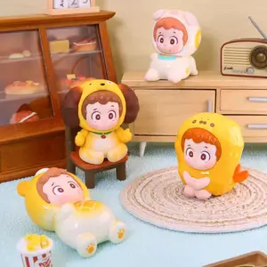 Pinz's Fat-Boosting Time is Up Mini Figurine Series - Adorable Yellow and White Characters in Cozy Settings
