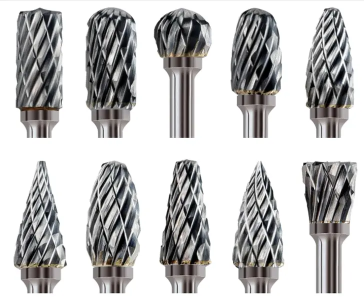10-Piece Double-Cut Tungsten Carbide Rotary Burr Set, 3.175mm Cylindrical Shank, for Grinding, Carving, Shaping, Porting, Polishing Metal, Wood, Stone, Fits Dremel, 3-Jaw Chuck Drill, Sharp Durable for DIY Projects Detail Work