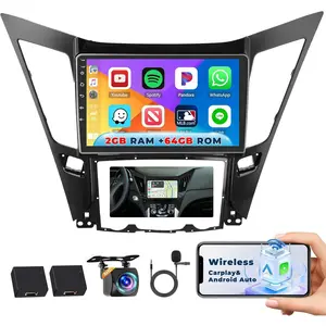 [2+64GB]  for Hyundai Sonata 2010-2015 Android Car Radio Stereo with Wieless CarPlay Android Auto, 9 Inch HD Touchscreen with GPS WiFi Bluetooth FM/RDS SWC Canbus Backup Camera MIC