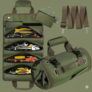 Heavy Duty Waterproof Roll Tool Bag Practical Multi-slot Storage for Carpenter Maintenance Tools