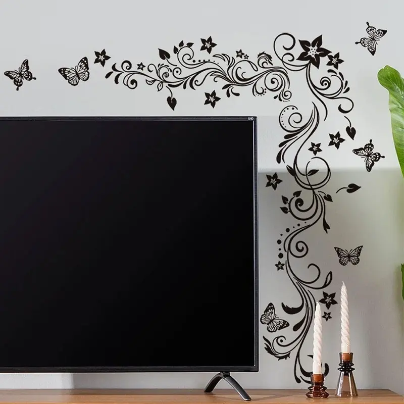 Elegant Lace Flower Decorative Wall Sticker, Simple Floral Art Decor, Peel and Stick PVC Removable, Bedroom Home Office Garden Hall Decoration