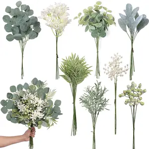 75 Pcs Artificial Greenery Stems Set,with 8 Kinds of Faux Plants and Fake Flowers for DIY Bridal Bouquets Wedding Floral Arrangement Table Centerpieces Decoration (Sage Green)