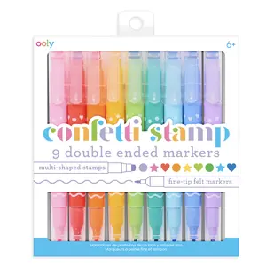 Confetti Stamp Double-Ended Markers - Set of 9