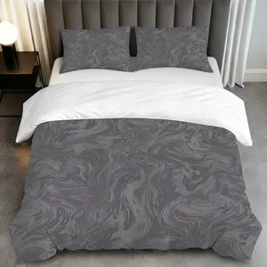 3PCS Duvet Cover Set, 1 Duvet+2 Pillowcases(Without filler), Abstract Swirl Pattern Artistic Grey theme, Christmas bedding set, Cozy Soft Durable Suitable for decoration bedroom, apartment, guest room, hotel.