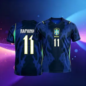 2026 Brazil #10 Neymar JR Home Yellow and Away Blue Soccer Jersey #7 Vini JR 11# Raphinha Short Sleeve Jersey AX472