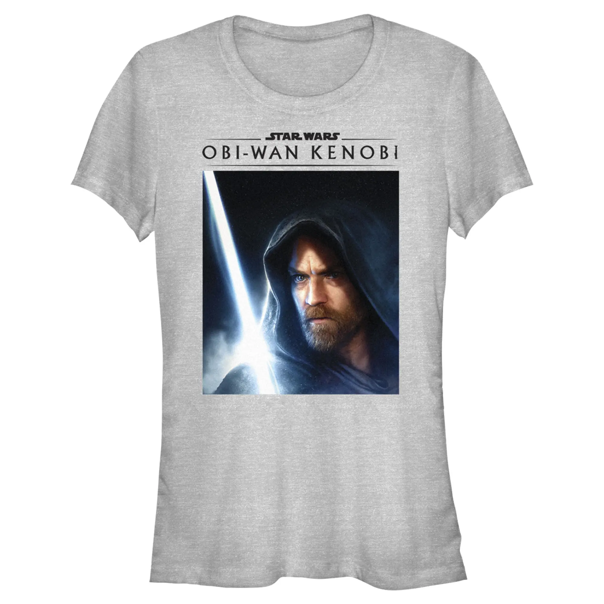Women's Star Wars: Obi-Wan Kenobi Colorful Short-Sleeve Fashion Printed Fit T-Shirt with Lightsaber Glow & Kenobi Portrait, Shortsleeve