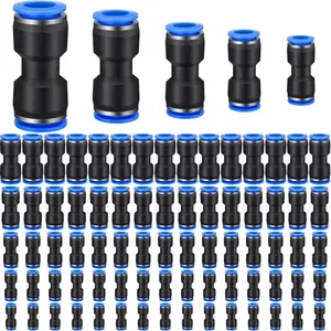 100 Pcs Quick Connect Air Hose Connector 4/6/8/10/12mm OD Pneumatic Push-in Connector Kit 5/32 1/4 5/16 3/8 1/2 Inch OD Tube,Valentine's Day Gifts,Home Supplies