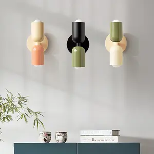 Modern LED cream style wall lamp Nordic E26/27 bulb double headed strong wired iron wall lamp Indoor Lighting without bulb suitable for living room, bedroom, study, corridor creative wall lamp fixtures