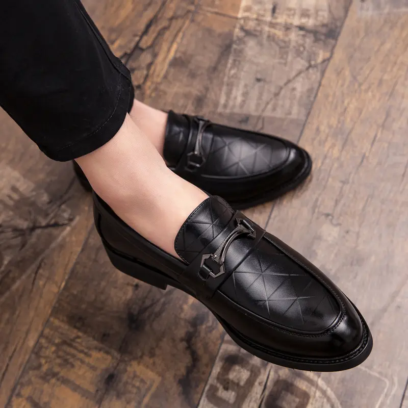Men's Loafers Slip On Dress Shoes Business Casual Shoes with Metal Buckle Detail Classic Leather Look Comfortable Walking Shoes for Office Work Wedding Party Date Night Formal Events and Everyday Wear