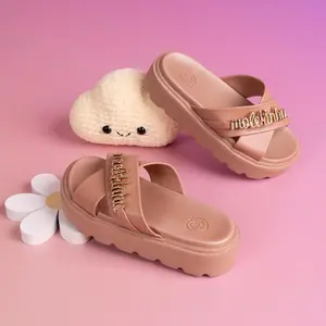 Super Cute and Comfortable Brazilian Sandals for Women - Polyurethane Material, Waterproof Design, Stylish Open Toe, Double Straps, White Lettering, Comfortable PVC Sole, Ideal for Everyday Wear