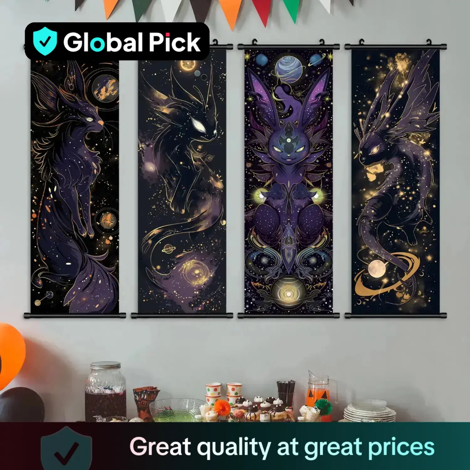 Animal Pattern Wall Art, 4 Counts/set Vintage Pet Pattern Decorative Painting, Abstract Pattern Print, Exquisite Home Decorative Art Print, Wall Art D