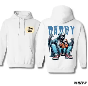 Spooky Daddy TShirt - Sweatshirt - Hoodie, Creepy Horror Sweatshirt With Scream Mask Father & Kid Graphic, Scary Movie Shirt, Ghostface Halloween Shirt