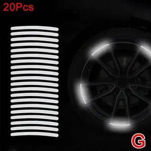 20Pcs Motorcycle Tire Rim Reflective Sticker Night Safety Warning Stickers Hub Reflector Auto Decals Motorcycle Wheel Strip Tool NONE