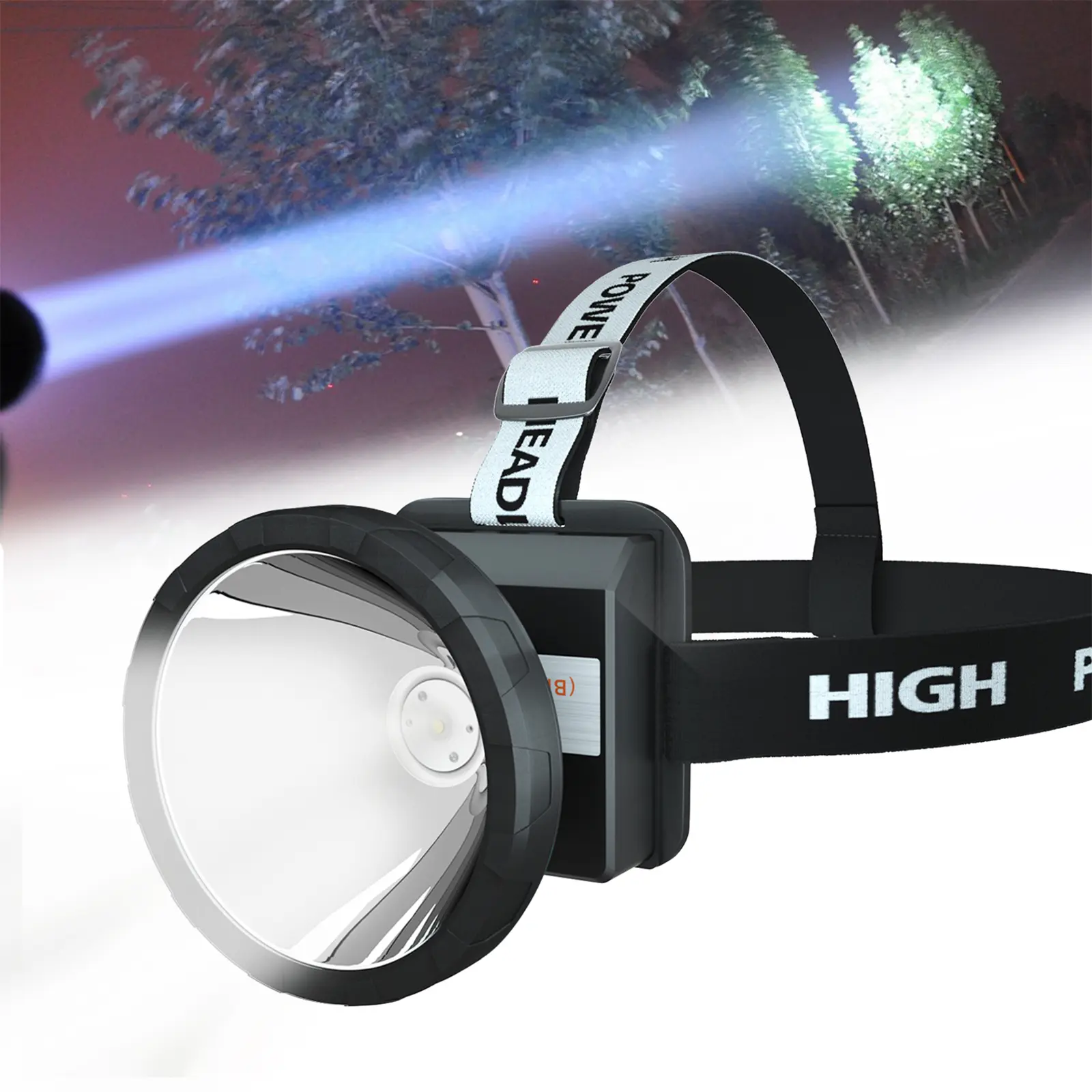 ODEAR High Lumen Headlamp, High-Power Rechargeable LED Spotlight, Waterproof & Adjustable with 2 Modes for Camping, Hiking, Fishing, High Power Flashlight, Rechargeable Flashlights