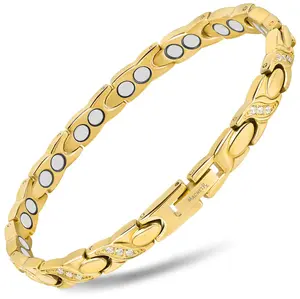 MagnetRX Women's Ultra Strength Magnetic Bracelet Crystal XO (Gold)