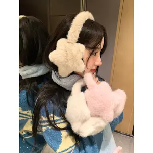 Winter Y2K Cute Girl Star Earmuffs Instagram-Worthy Pentagram Design Windproof Ear Protection Warm Plush Ear Warmers