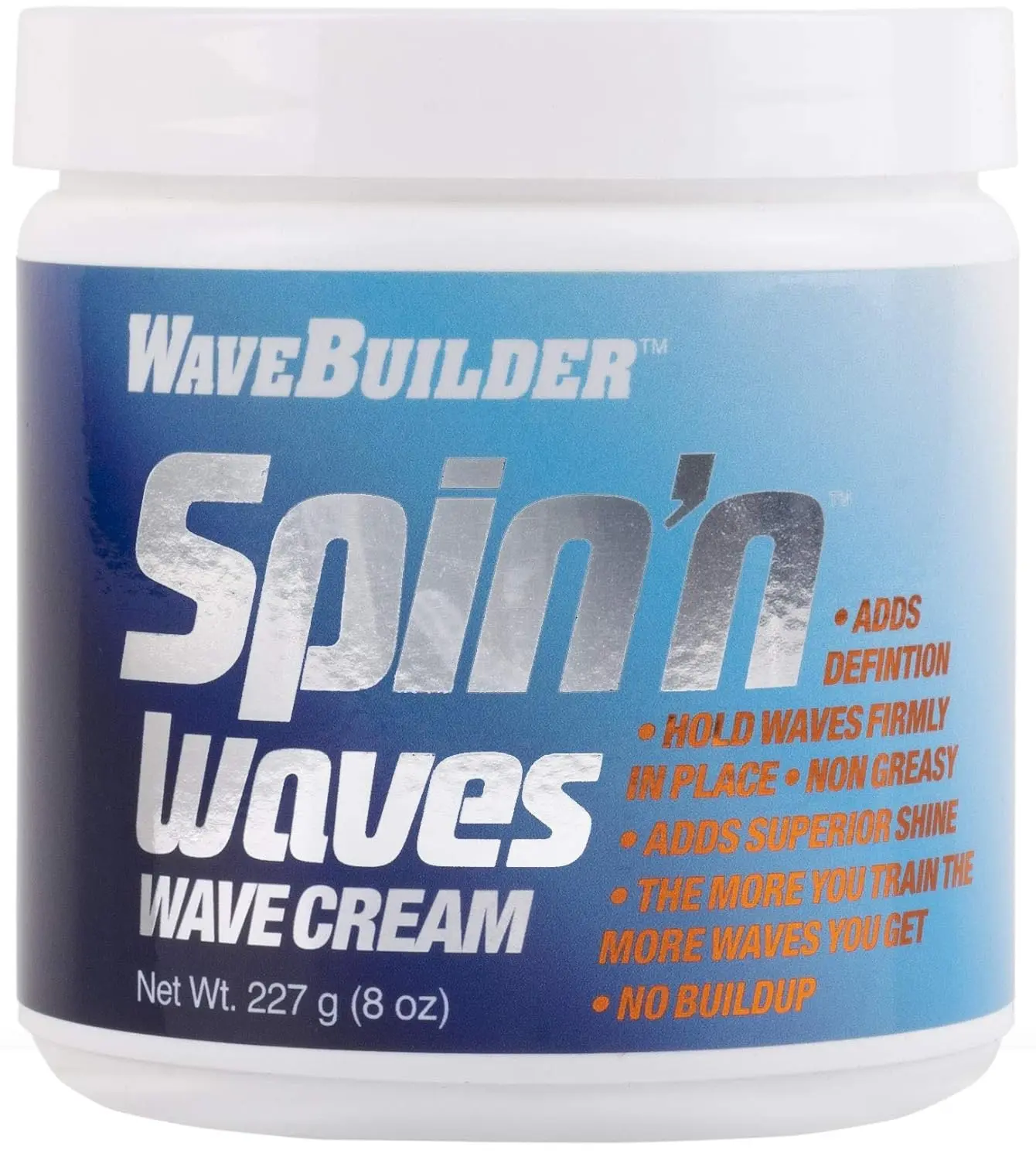 WaveBuilder Spin’n Waves Wave Cream 8 oz – Water-Based Wave Cream, Definition, Shine & Lightweight Hold