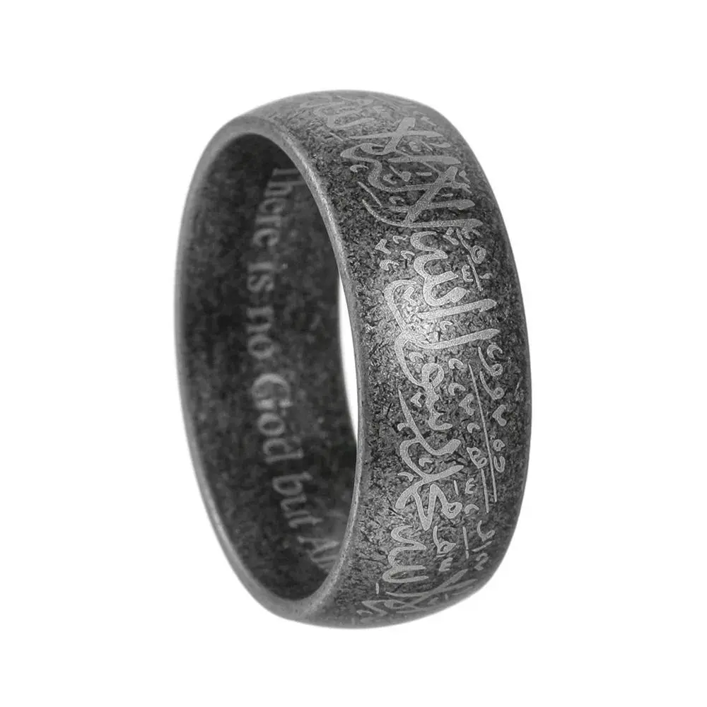 Fashion Stainless Steel Arabic Islamic Scripture Words Rings For Men Women  Muslim Religious Prayer Ring Retro Amulet Jewelry